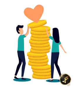 pareja, pareja con dinero, pareja y amor, equipo, equipo amor, monedas, moneda nacional, torre de amor